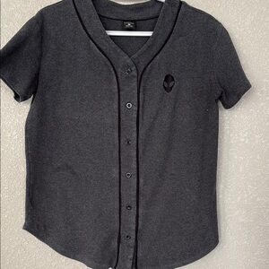 Empyre Charcoal Alien Embroidered Small Jersey With Black Piping 100% Cotton